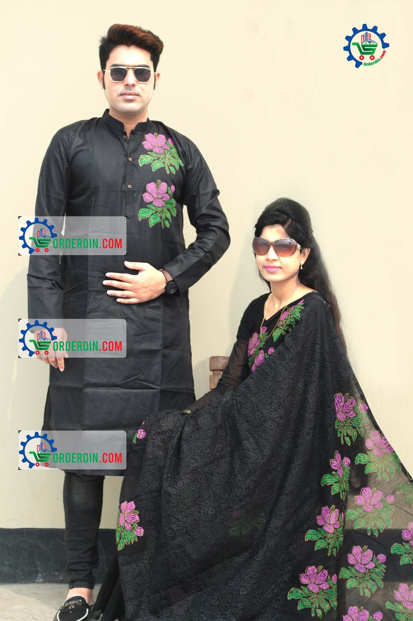 স্টাইলিশ ও ইউনিক ম্যাচিং কাপল সেট(শাড়ী+পাঞ্জাবি)-167